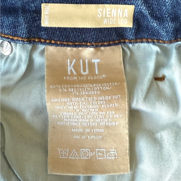 KUT FROM THE KLOTH Sienna Wide Leg Jean Size 12 Cuffed High Rise - Picture 8 of 8